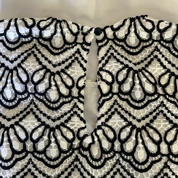 TOPSHOP |Embroidered |Textured|Fit & Flare| Sleeveless |Top |Black/White |Size 4 - Picture 4 of 13